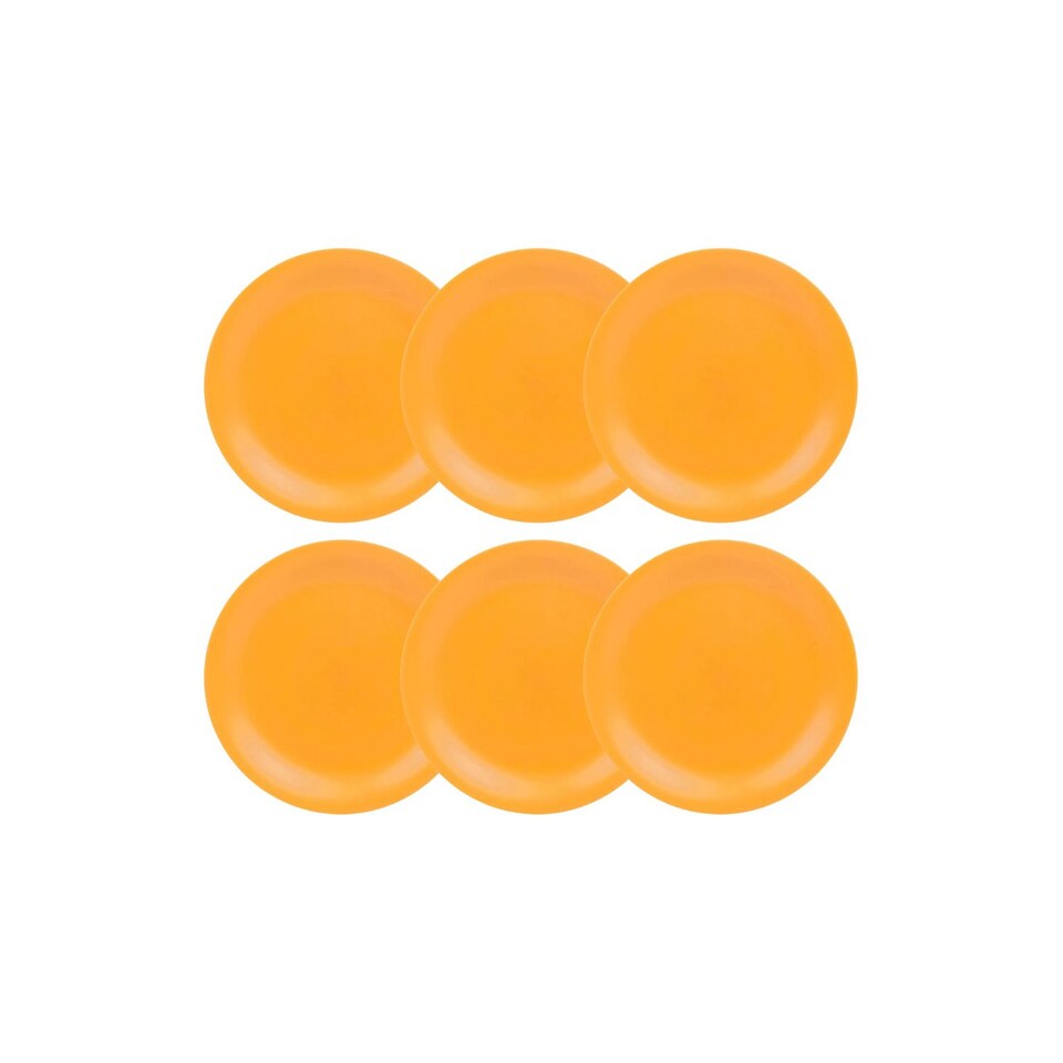 image 1 of Unbreakable Reusable Plastic Dinner Plates | Orange | 6