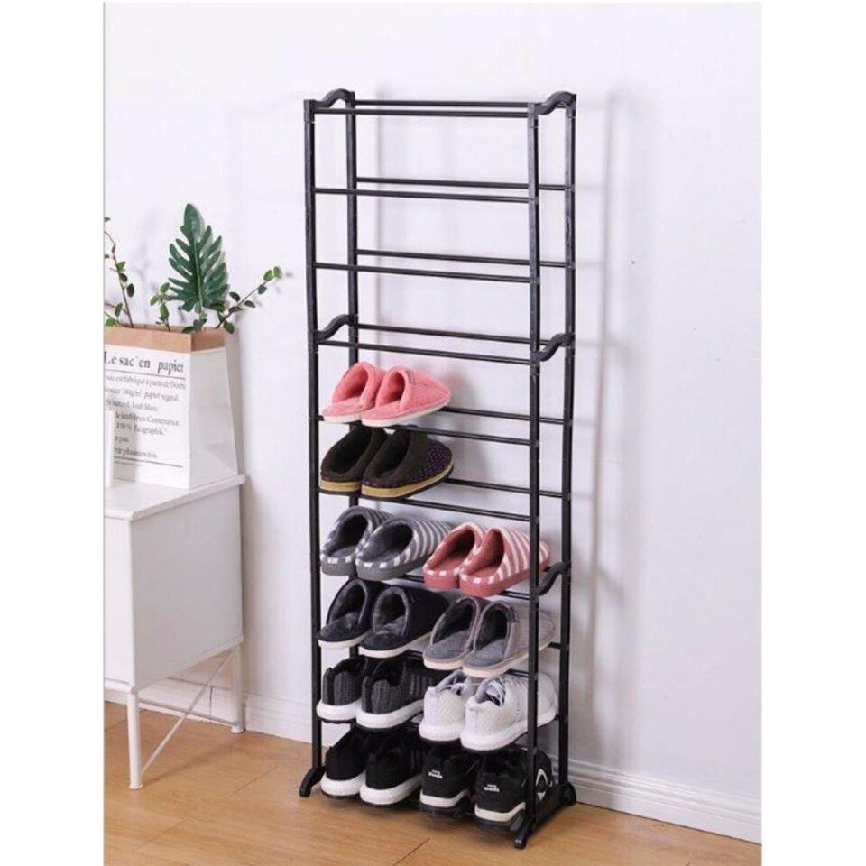 image 1 of GEEZY 10 Layers Shoe Rack Storage Organizer Black 50 Pairs