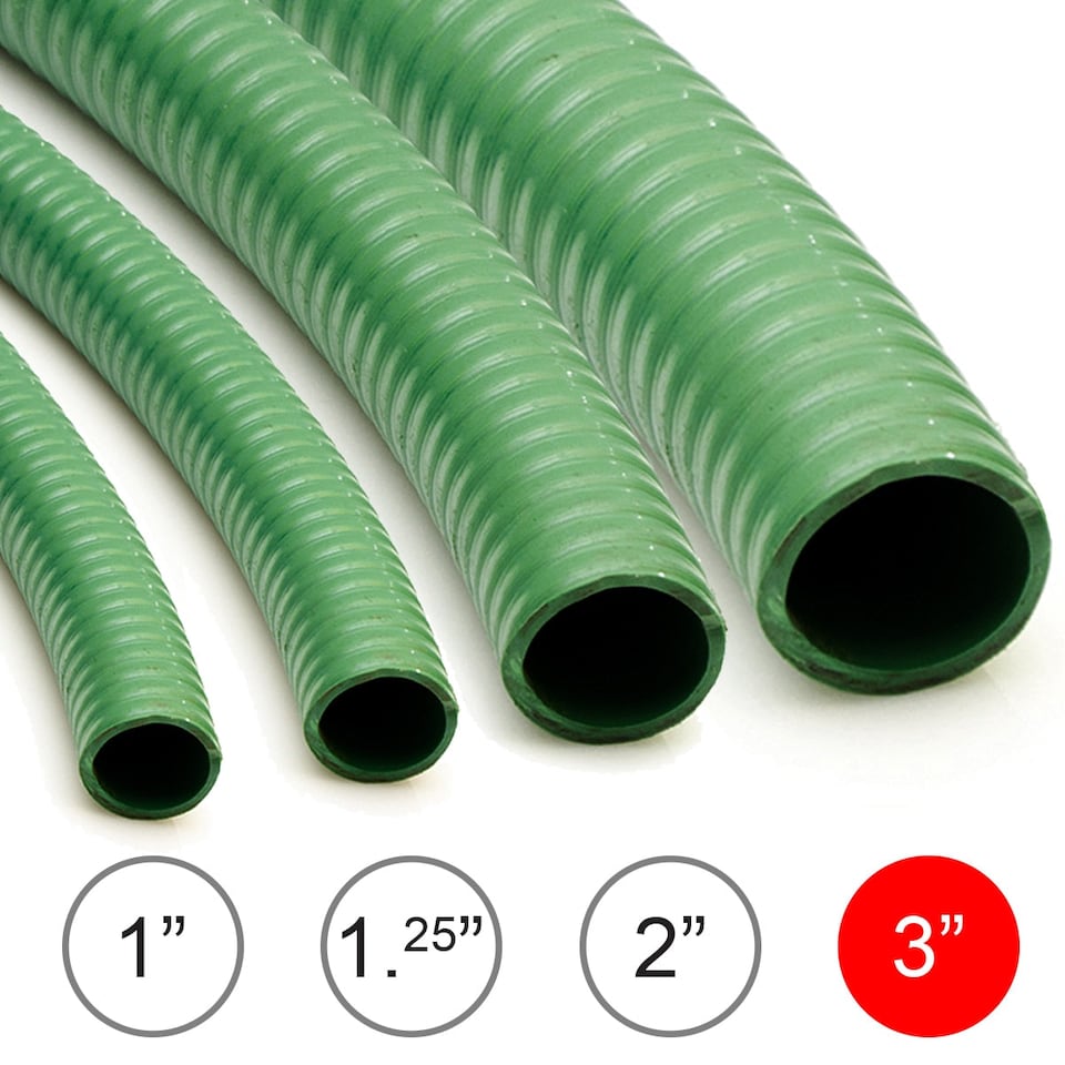 5M Reinforced Suction & Discharge Drain Pump Hose Wolf 3 inch (76mm) PVC Pipe for Flood Water, Ponds