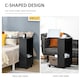 image 4 of HOMCOM Mobile Sofa Side Table C-Shape End Table with Storage and Casters for Laptop Coffee Snack, Black