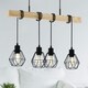 image 2 of EGLO Townshend 5 Industrial Black Metal and Natural Wood 4-Light Geometric Pendant (L) 70cm