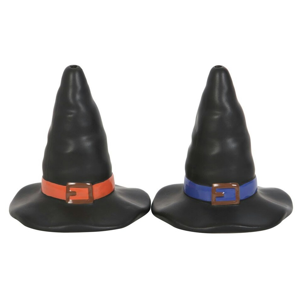 image 1 of Something Different Witches Hat Salt and Pepper Shakers - Black/Blue/Orange - One Size