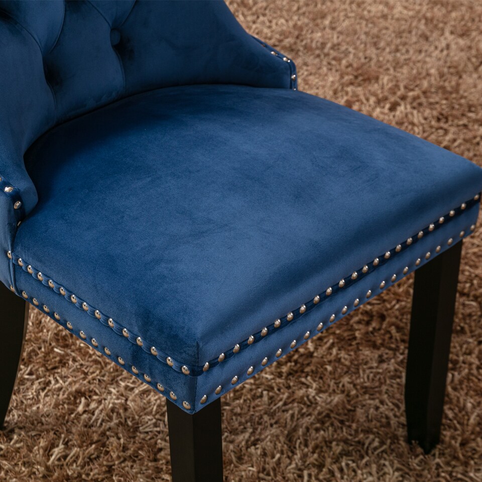 image 1 of Romsey Set of 2 Modern Velvet Dining Chairs with Knocker Ring