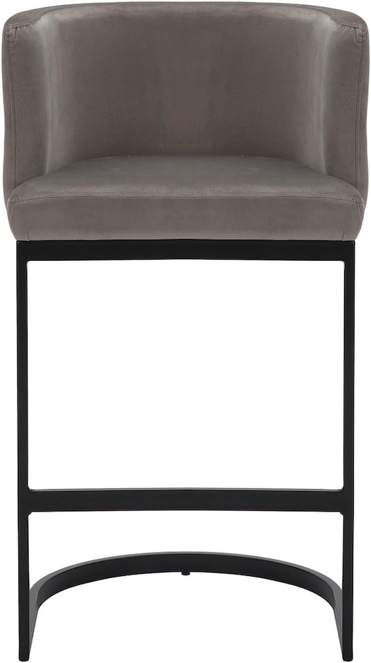 image 1 of Velino Velvet Kitchen Bar Stools, Matt Black Cantilever Frame, Seat With Backrest, Breakfast & Home Bar Stool - Grey