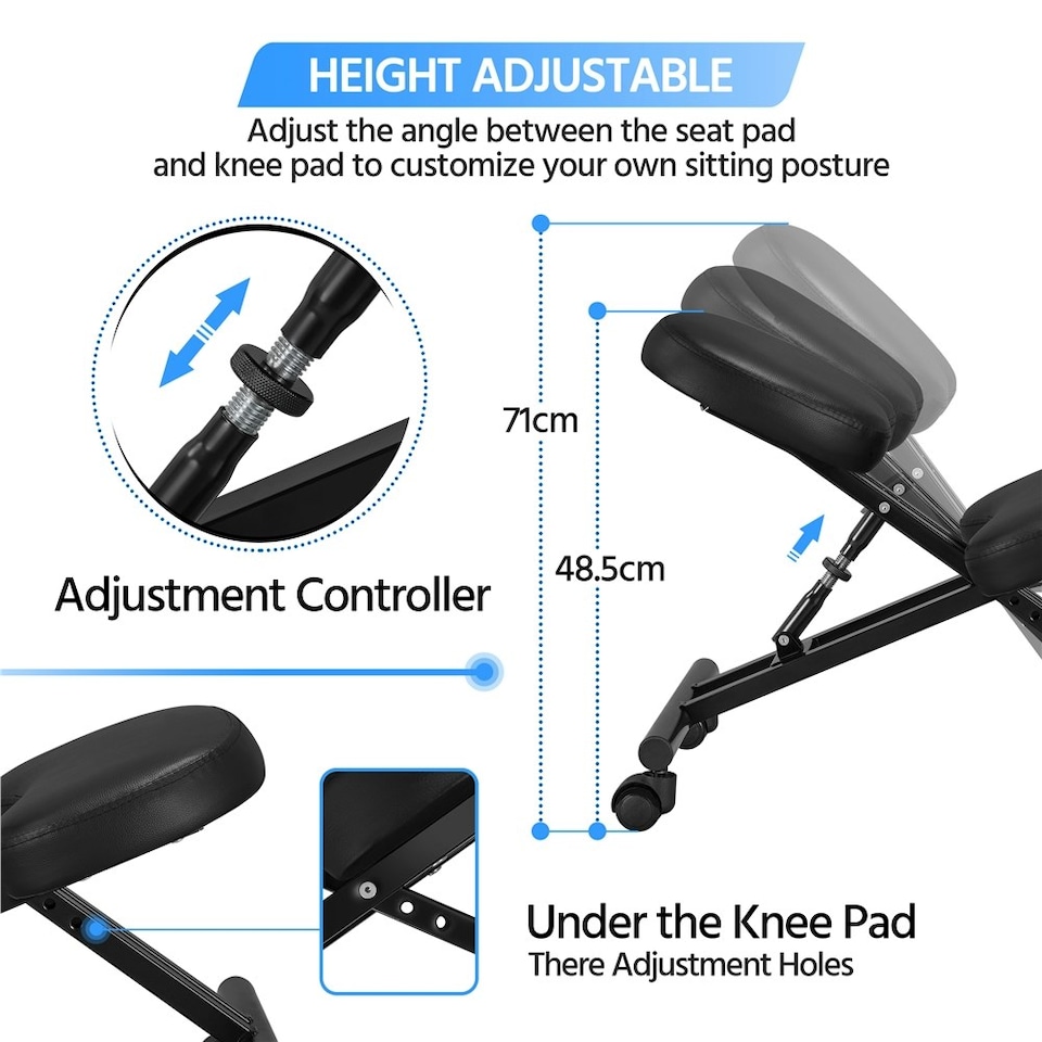 image 1 of Yaheetech Ergonomic Kneeling Chair Adjustable Knee Stool for Home Office Black Black