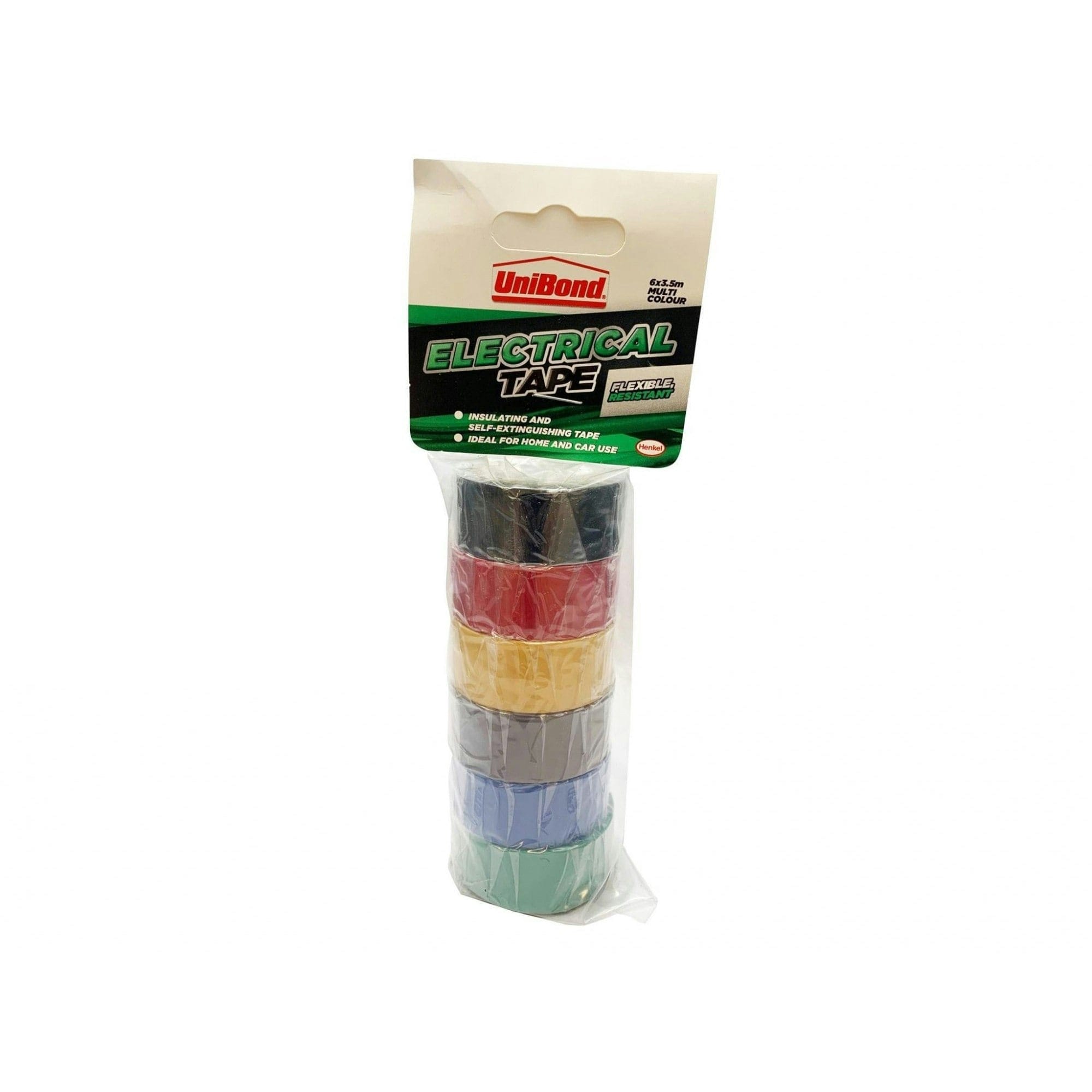 Unibond Electrical Tape (6 Colour Pack) 19mm X 3.5m - Multi Colour - One Size