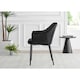 image 4 of Furniturebox 2x Calla Black Velvet Dining Chairs with Black Legs