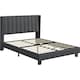 image 2 of Yaheetech 135 cm W x 190 cm L Upholstered Bed Frame with Wing Side Dark Grey