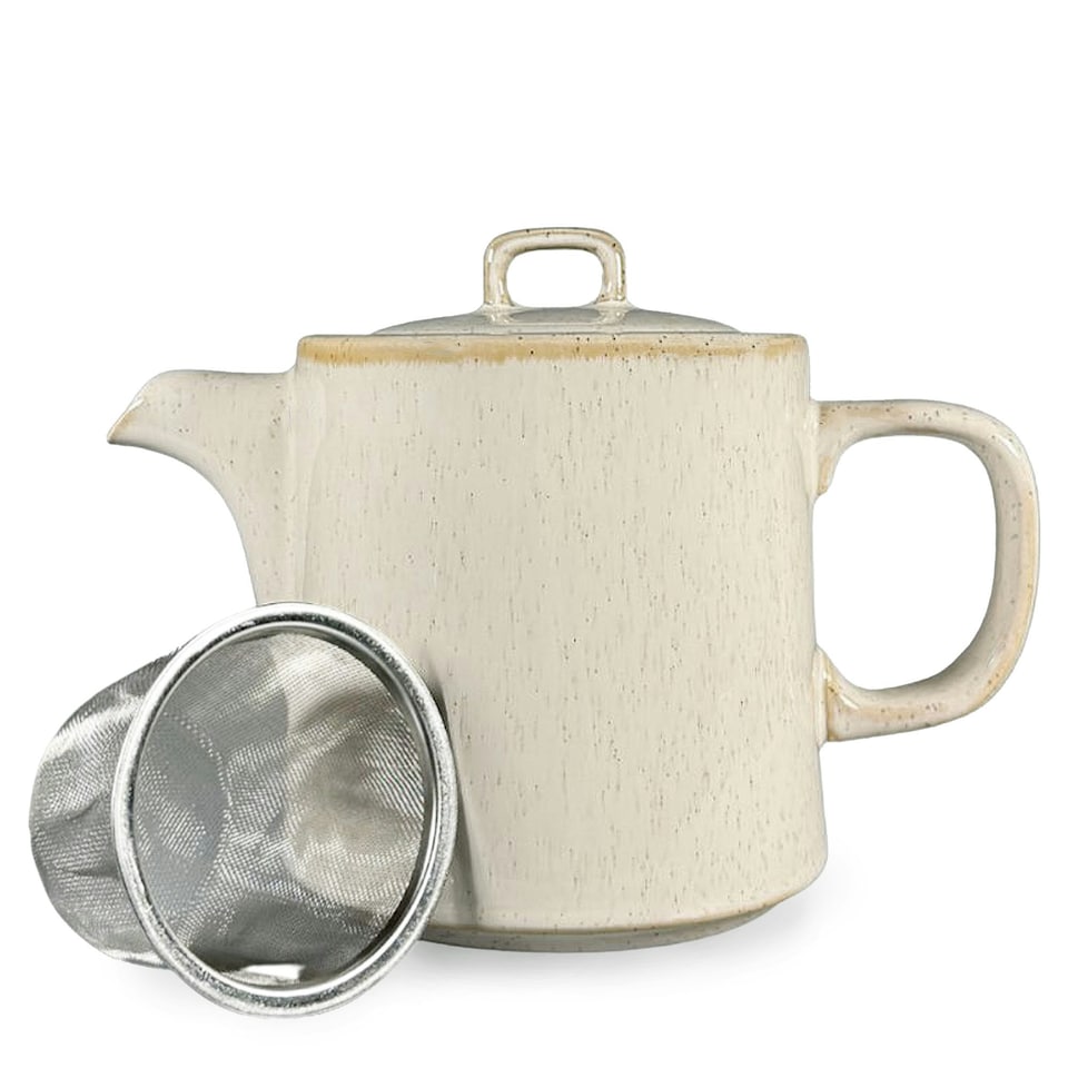 image 1 of Scandi Home 1L Oslo Cream Teapot with Stainless Steel Infuser