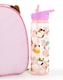 image 2 of Squishmallows Girls Lunch Bag Set | Kids 3 Piece Bundle with Fluffy Dinner Bag, Water Bottle & Snack Pot | Childrens Plush Cam the Cat Zip Bag with 3D Ears in Pink & Purple | Back to School Gifts