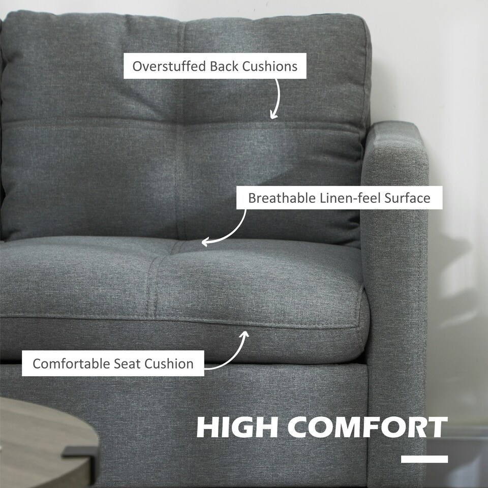 image 1 of HOMCOM Modern Loveseat Sofa Upholstered 2 Seater Settee for Living Room Bedroom