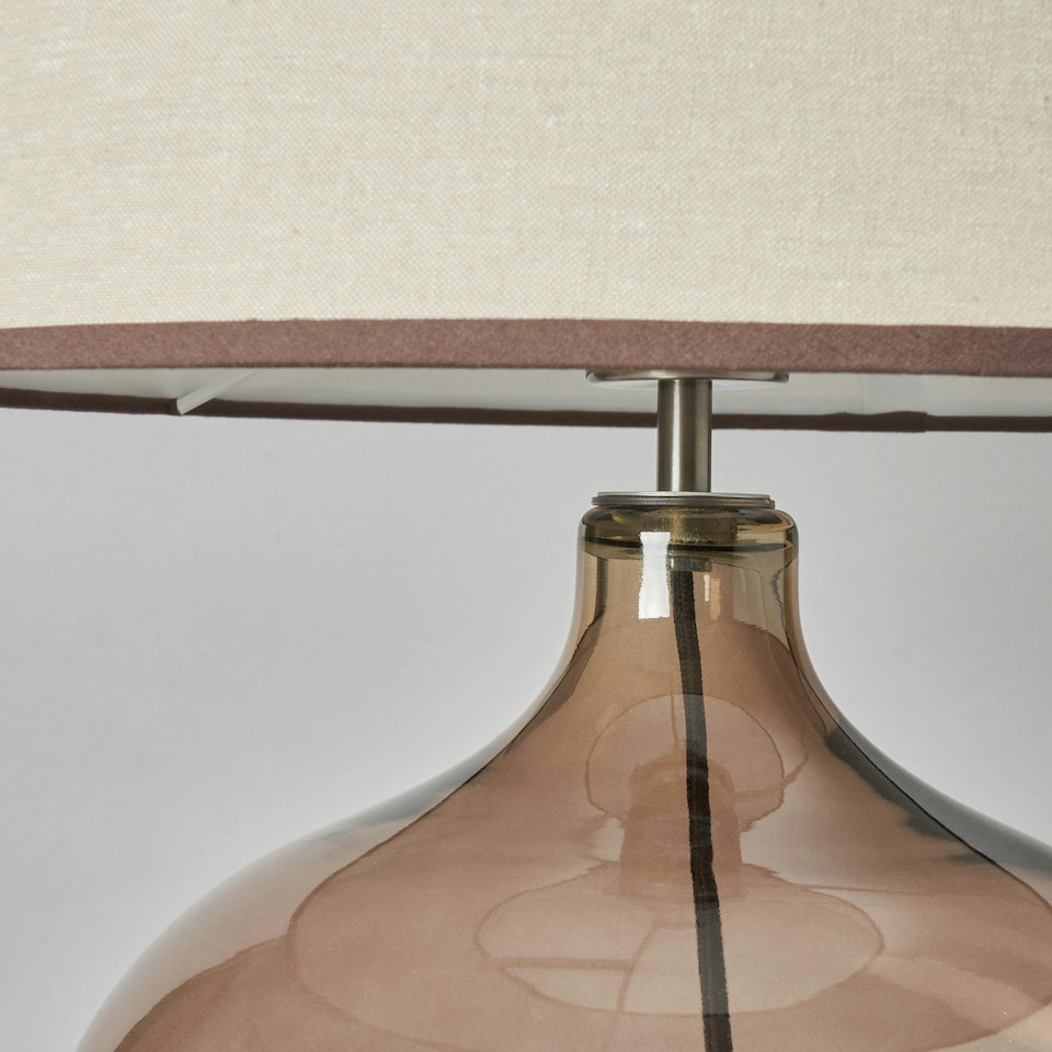image 1 of BHS Petrice Large Smoked Brown Glass Table Lamp