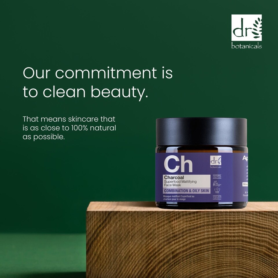 image 1 of Dr Botanicals Charcoal Superfood Mattifying Face Mask 60ml x 2 Duo Set