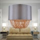 image 5 of First Choice Lighting Grey Faux Silk & Copper Jewelled Ceiling Light Shade Grey | Copper