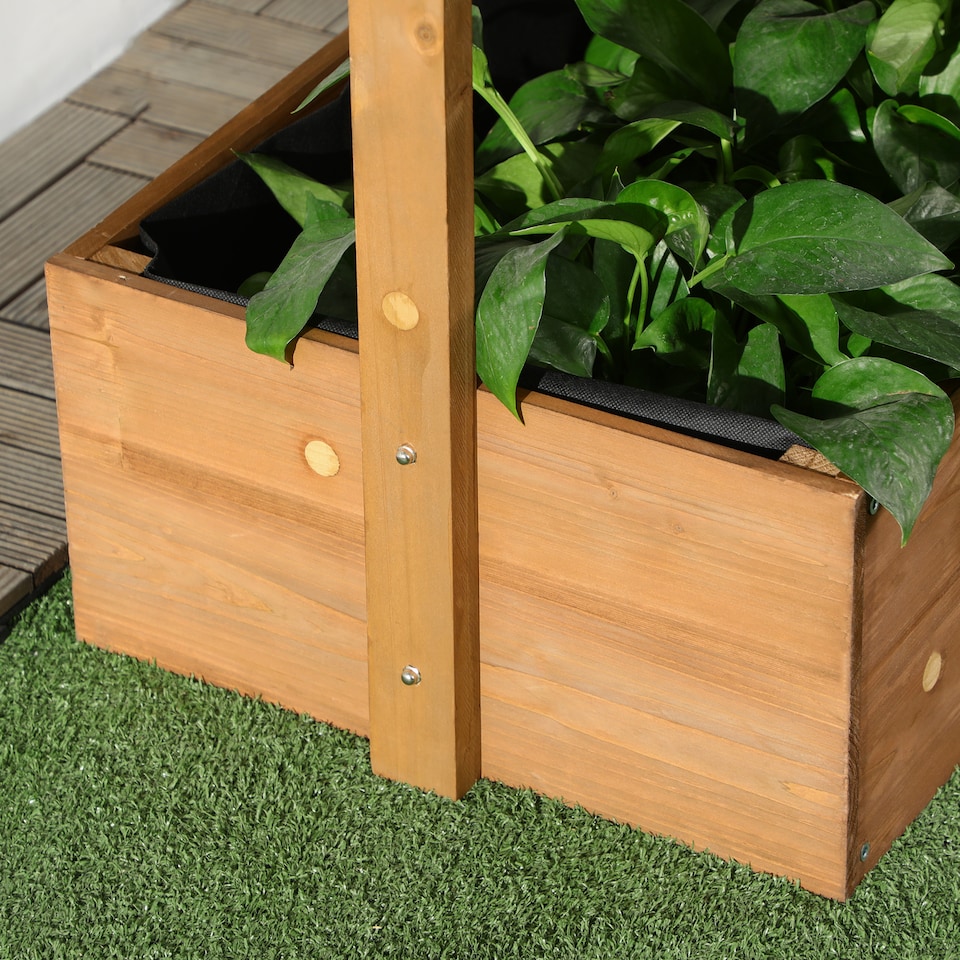 image 1 of Outsunny Raised Garden Bed Wooden Plant Stand Orange