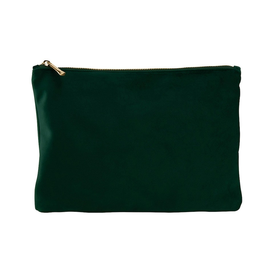 image 1 of Bagbase Plain Velvet Accessory Bag - Dark Emerald - L | Green