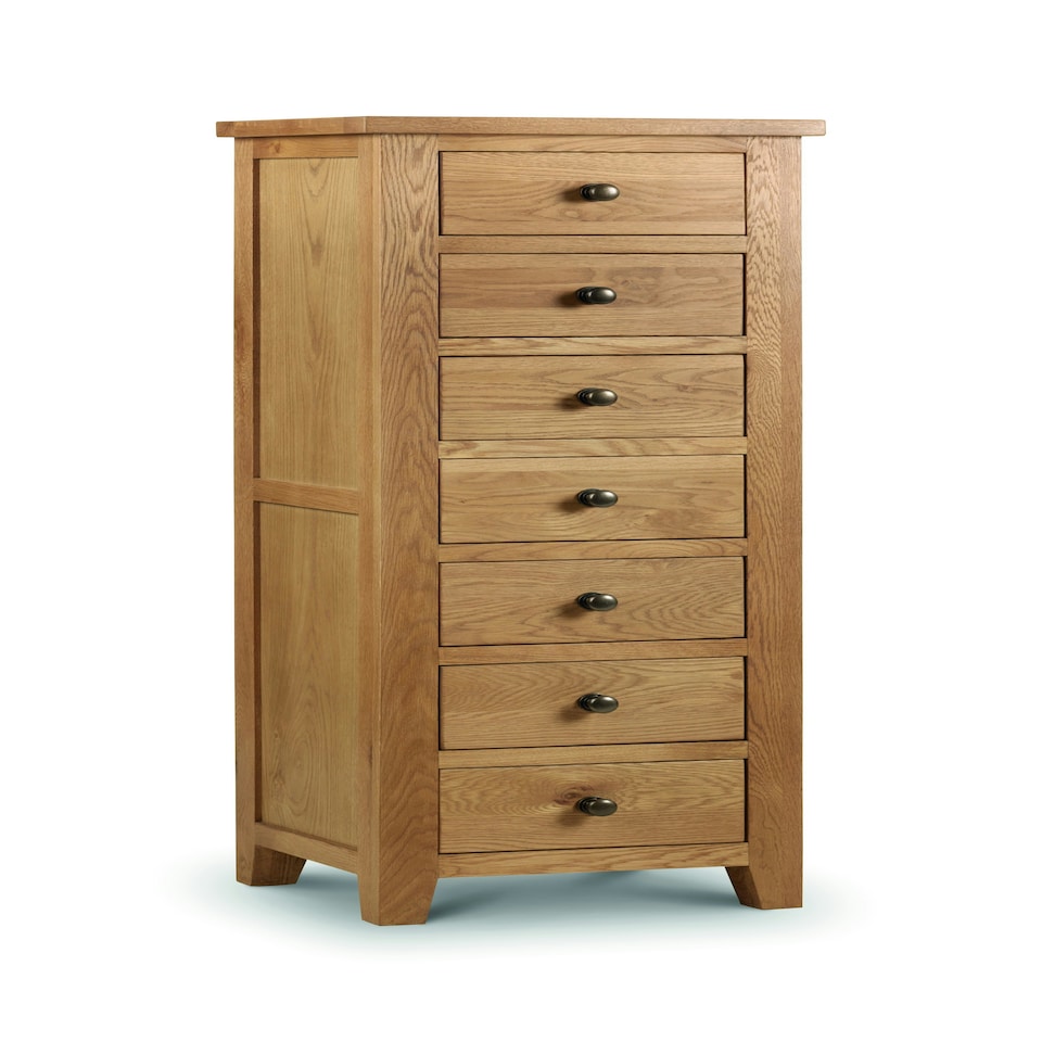 image 1 of Stylish White Oak Narrow Chest - 7 Drawers