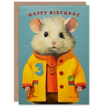 Cute Raincoat Kids Age 3 Year Old Mouse Child Kids 3rd Birthday Card