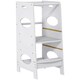 image 6 of HOMCOM Kids Step Stool Toddler Kitchen Stool w/ Adjustable Standing Platform White