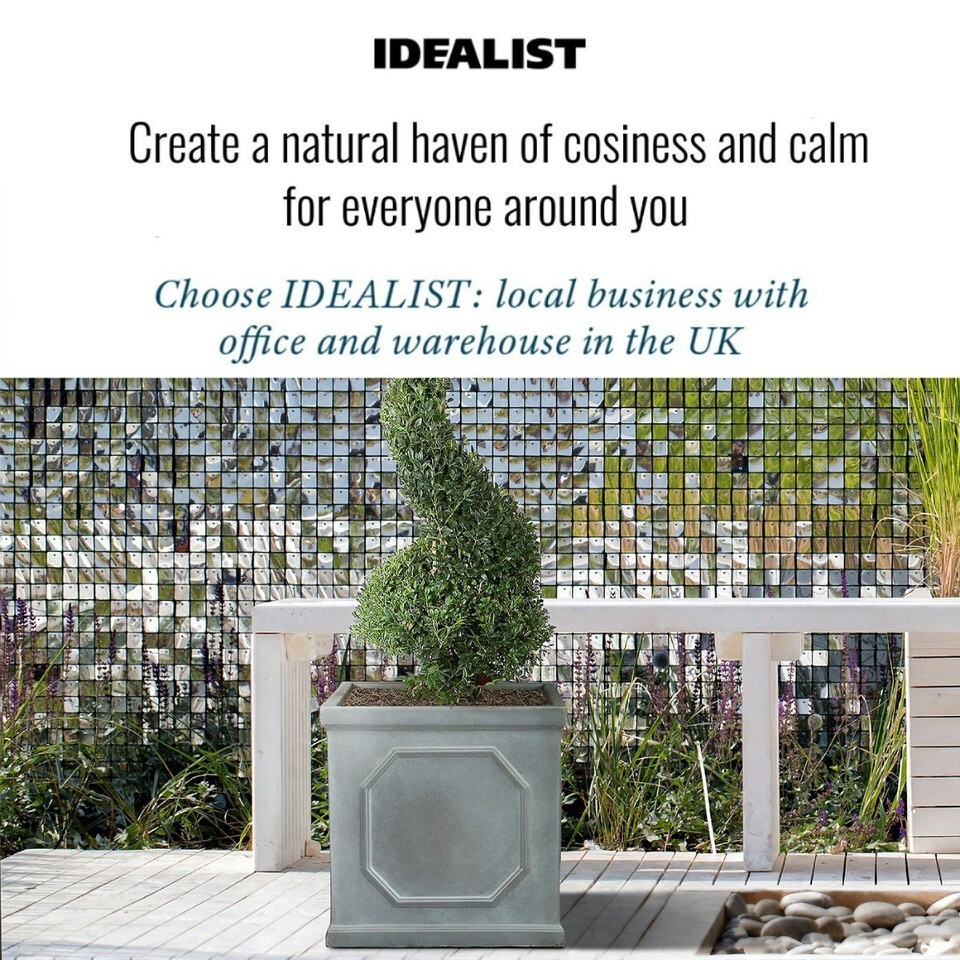 image 1 of Faux Lead Chelsea Box Square Grey Light Stone Garden Planter W45 H45 L45 cm, 91 ltrs Cap.