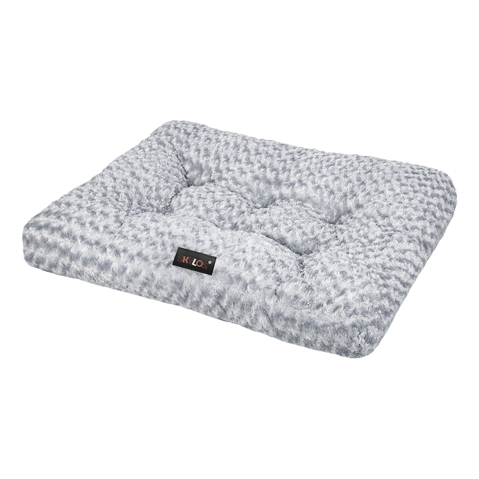 image 1 of SKYLOS Dog Bed Plush Soft Rose Velvet Non-Slip Pet Crate Keneel Mat | Grey | XXXXL | One Size