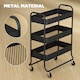 image 6 of HOMCOM 3-Tier Storage Trolley on Wheels, Rolling Utility Cart with Mesh Backets, Mobile Storage Cart for Kitchen, Bathroom, Bedroom, Black | Black | Black