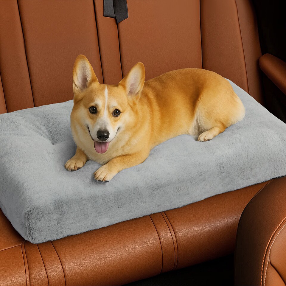 image 1 of Skylos Soft Plush Pet Bed Washable Cushion Mat for Dog Cat Crate Puppy | Grey | 75 x 50cm | One Size