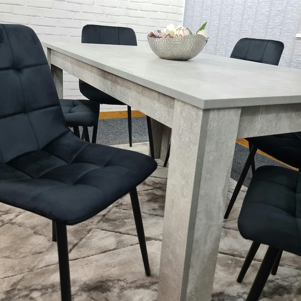 image 1 of Modern Dining Table Set With 6 Grey Chairs Dining Room Furniture Set | Grey | One Size | 7