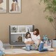 image 2 of HOMCOM Kids Storage Shelf, 2-Tier Kids Book Shelf with 5 Compartments, Anti-Tip Device, Pine Wood Legs, for Nursery, Playroom, Classroom - Grey
