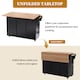 image 3 of VILUXE Mobile Kitchen Island with Foldable Worktop, 2 Drawers, Adjustable Shelves, Towel Rail, Wheels and Solid Wood Feet, Black and Natural