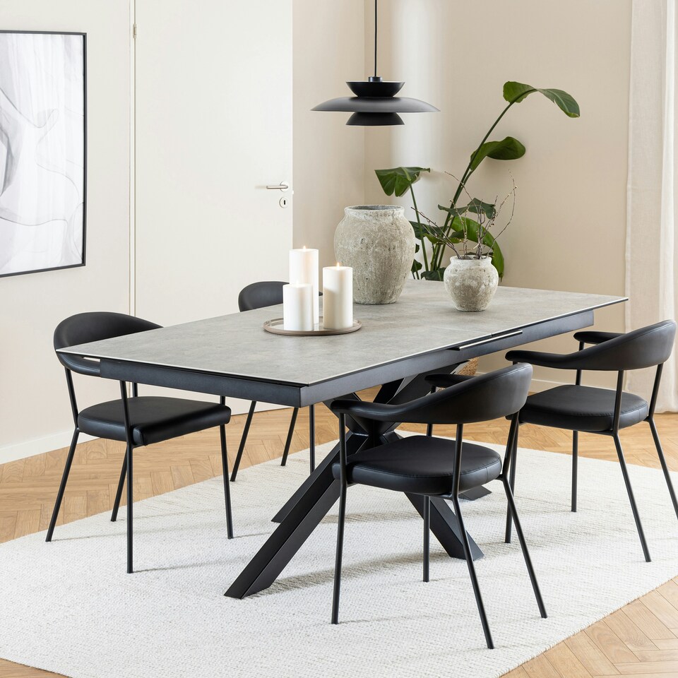 image 1 of Heaven Extendable Dining Table with Ceramic Grey Top 200cm