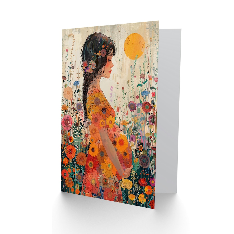 image 1 of Motherhood Floral Pregnant Wildflowers Be Woman New Baby Her Card
