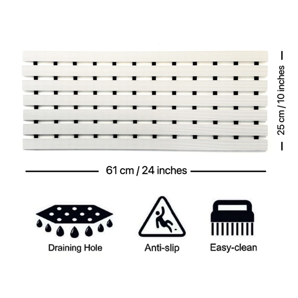 image 1 of Non Slip Narrow Shower Mat Bath Mat 61cm x 25cm