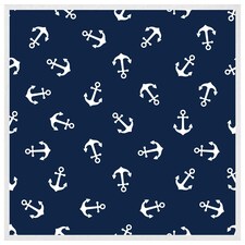 Anchors on navy background (Picture Frame) White | XS