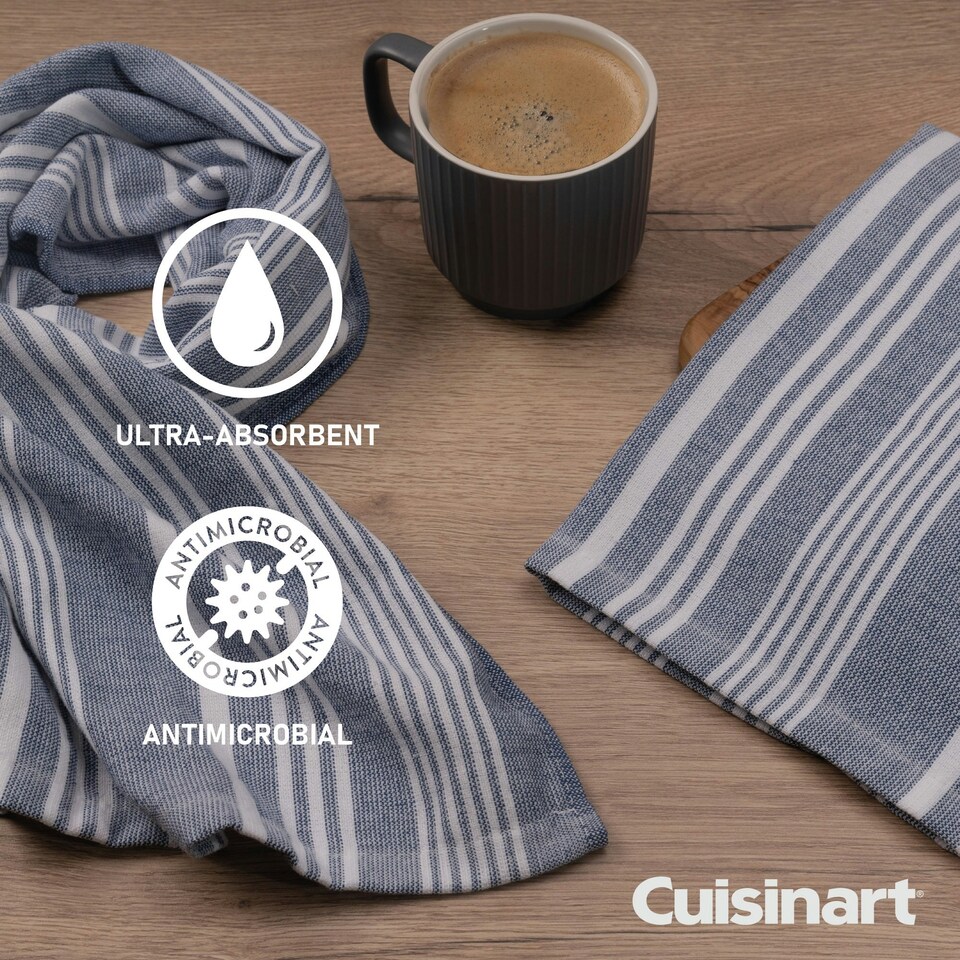 image 1 of Cuisinart Fouta Tea Towels, 2 Piece Set, Blue Stripes