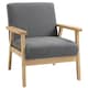 image 1 of HOMCOM Accent Chair with Wood Frame Wide Seat Linen Armchair Grey