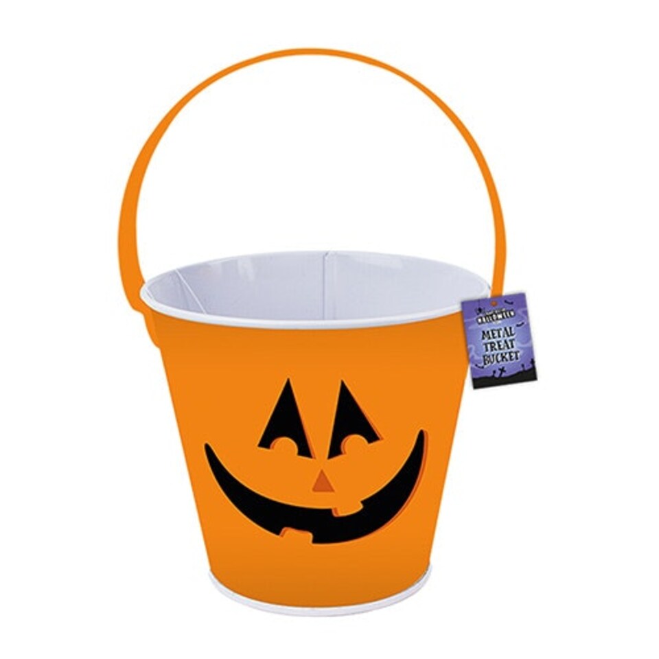 Pumpkin Halloween Metal Treat Bucket 10cm