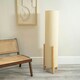 image 2 of ValueLights Henry Wooden Base Midi Floor Lamp with Tall Natural Fabric Shade