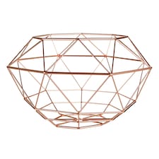 Geometric Copper Finish Wide Fruit Basket, Functional Design Unique Fruit Basket, Contemporary Fruit Basket Multi