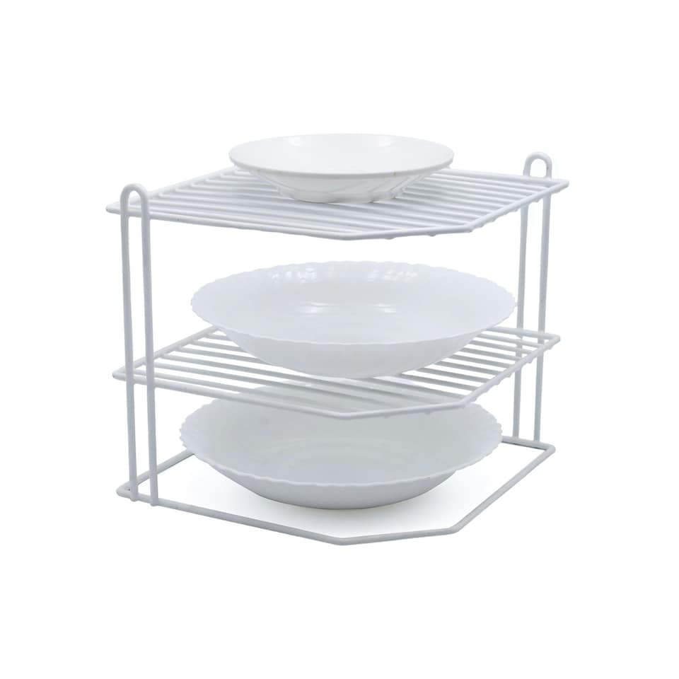 image 1 of Buckingham 3 Tier Kitchen Plate Organising Rack 23 cm , White