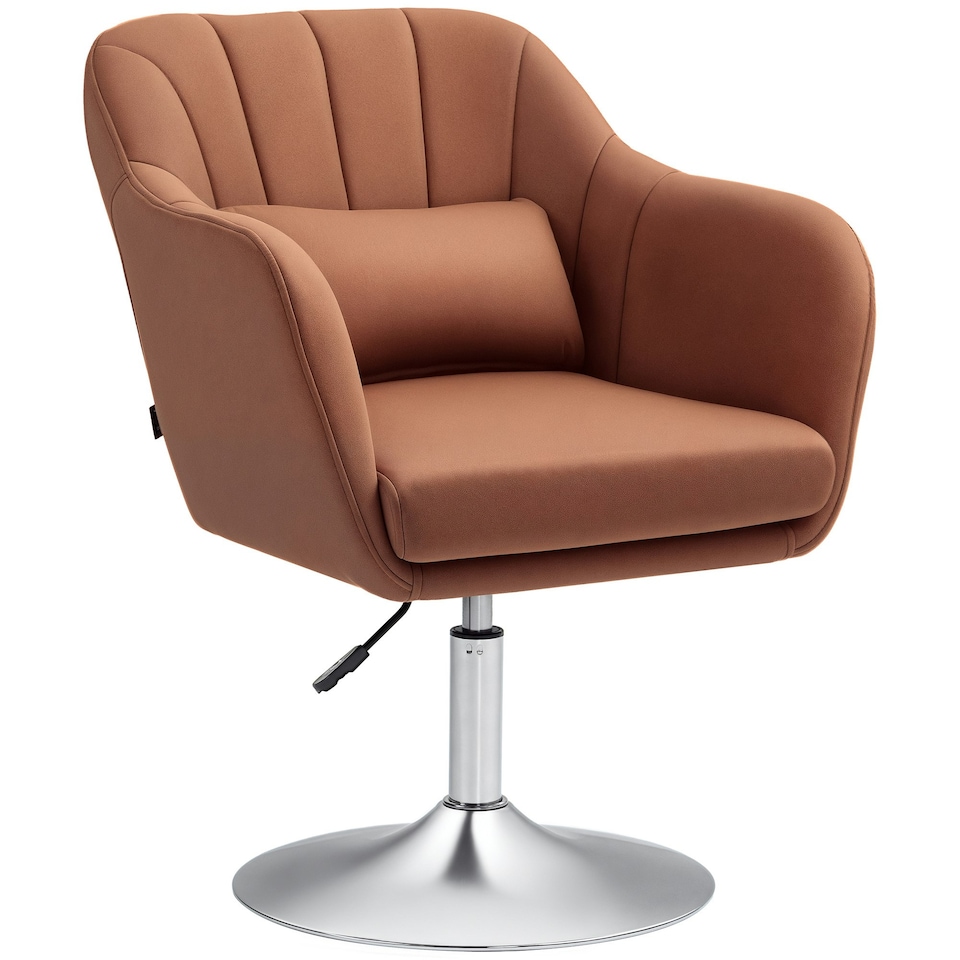 image 1 of HOMCOM Stylish Retro Swivel Tub Chair Steel Frame Cushion Seat Dark Brown