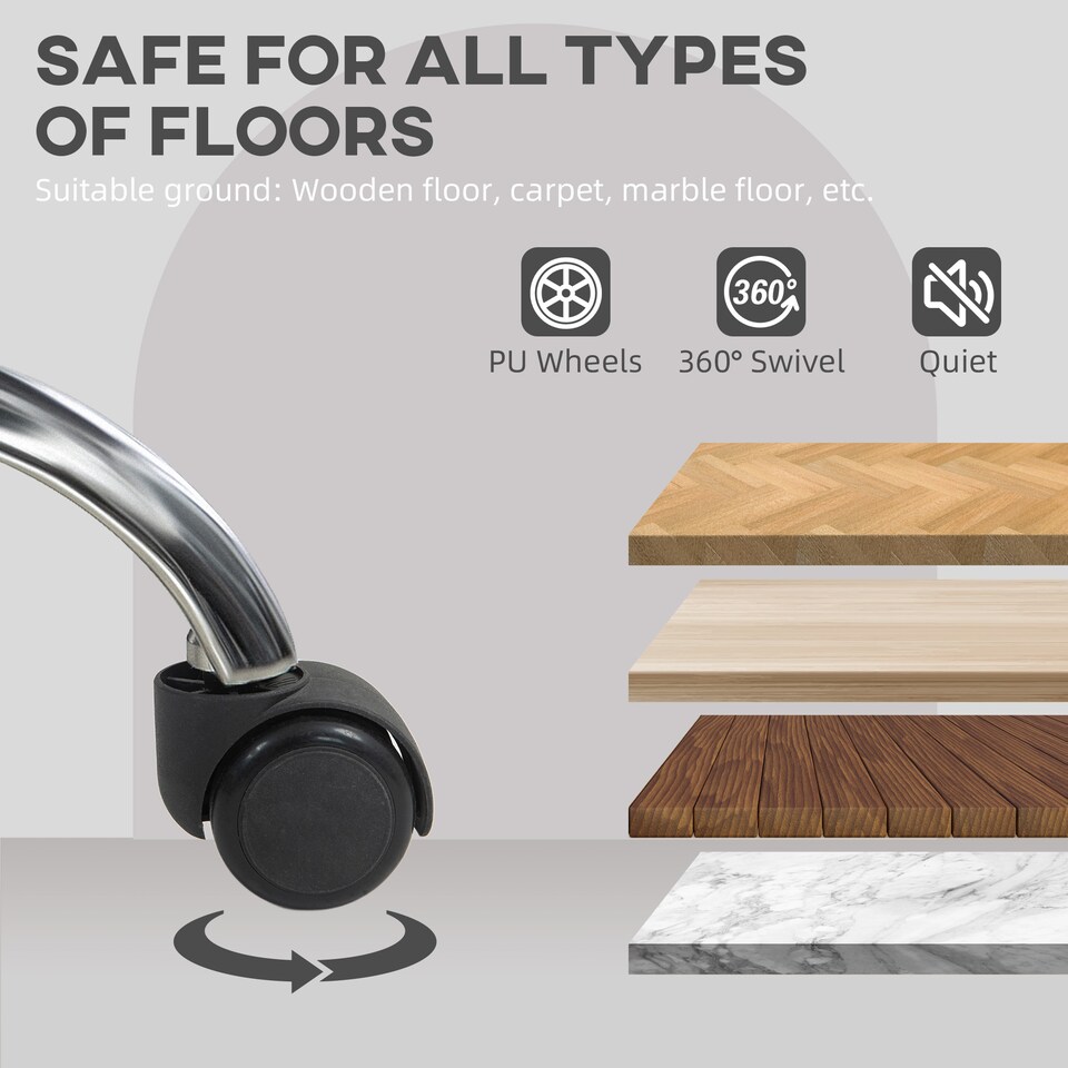 image 1 of HOMCOM Vanity Swivel Chair, Teddy Fleece Office Desk Chair with Adjustable Height for Home, Study, Bedroom, Makeup, Grey