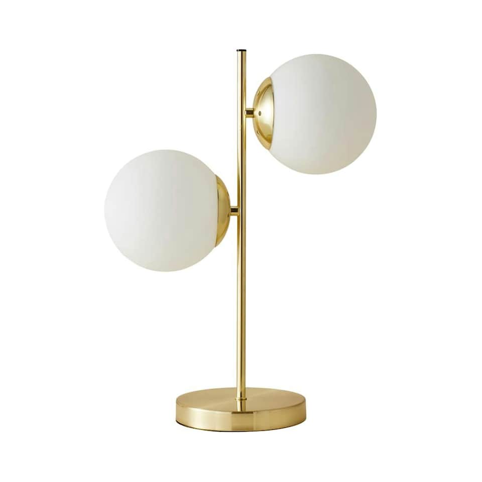 image 1 of ValueLights Jas Gold Metal Table Lamp with White Frosted Glass Shades