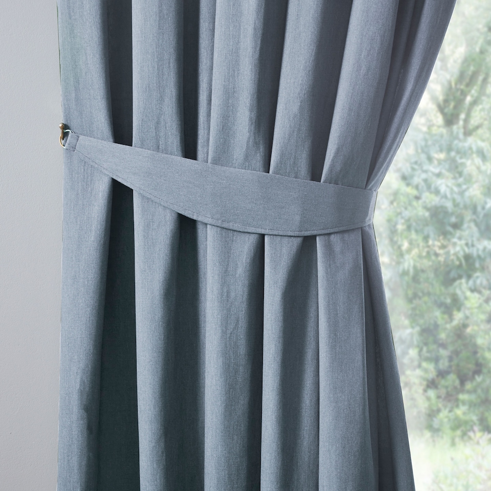 image 1 of Fusion Dijon Pencil Pleat Curtains Blue