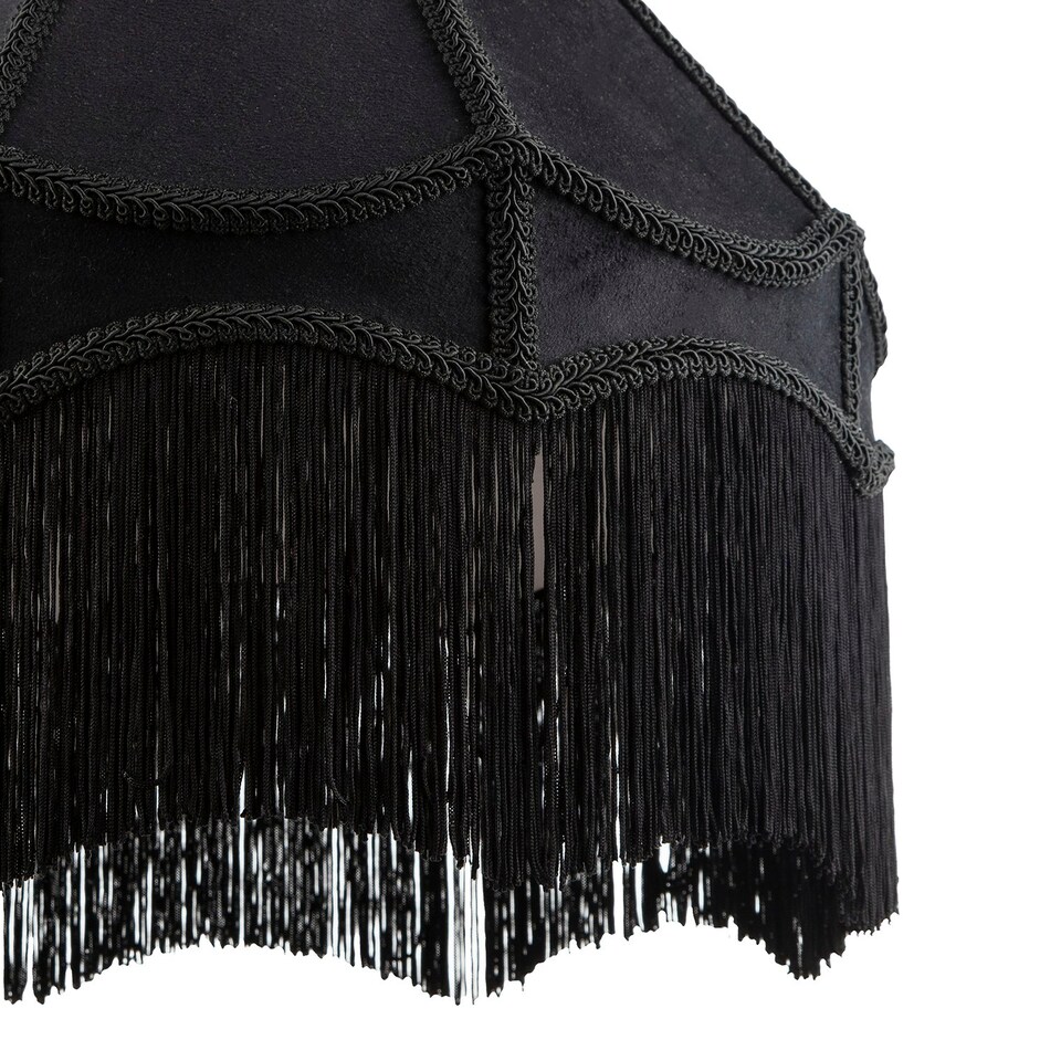 image 1 of Traditional Victorian Empire 40cm Lamp Shade in Jet Black with Tassels Black