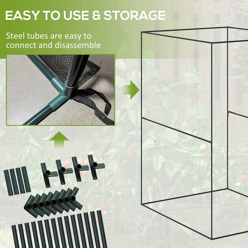 image 1 of Outsunny Fruit Cage 1.2x1.2x1.8m, Zipped Door, Anti-Bird Net, Dark Green