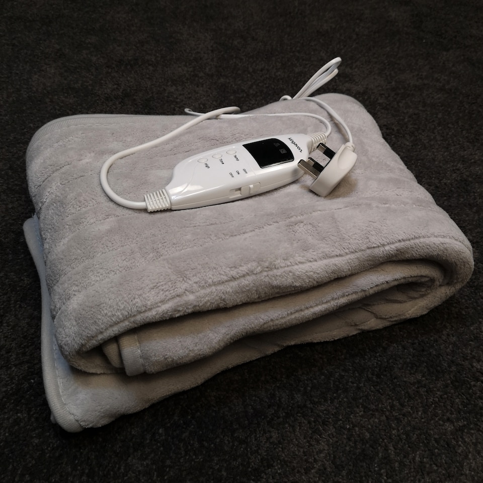 image 1 of 160cm 120w Grey Electric Throw Blanket with Temperature Settings