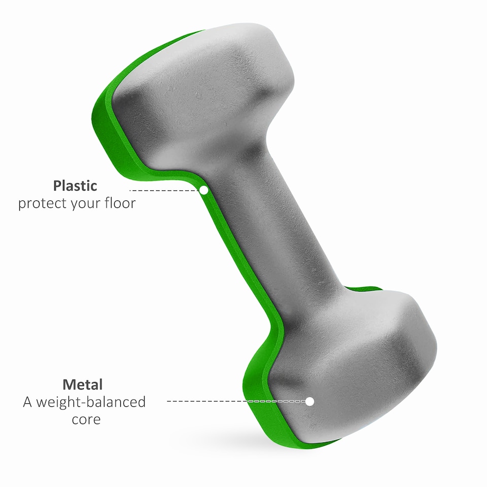 image 1 of SPORTNOW Dumbbells Set with Storage Rack, 2 x 1kg, 2 x 2kg, 2 x 3kg, Grey