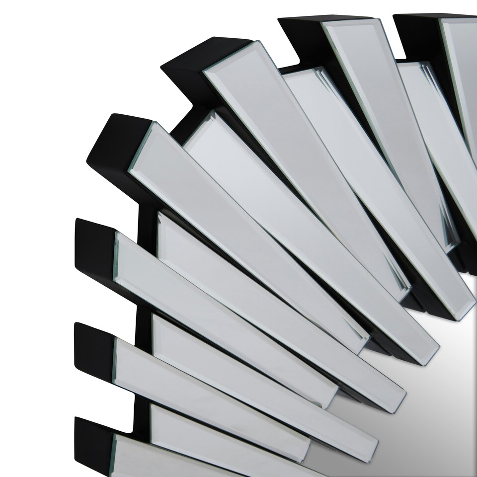 image 1 of Interiors by Premier Silver Rectangular Sunburst Wall Mirror, Decorative Radial Pattern Statement Mirror, Contemporary Wall Décor Silver