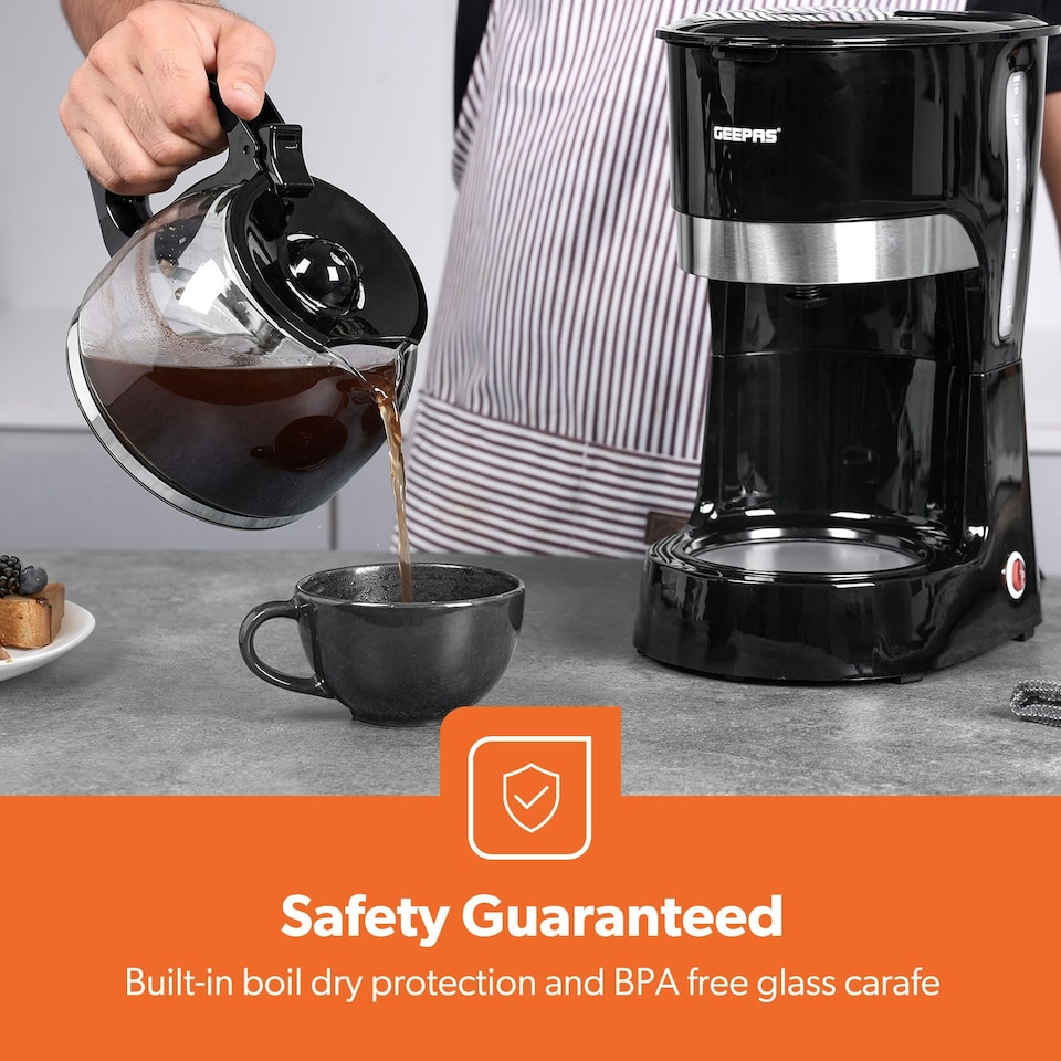 image 1 of GEEPAS 1000W Filter Coffee Machine, 1.5L